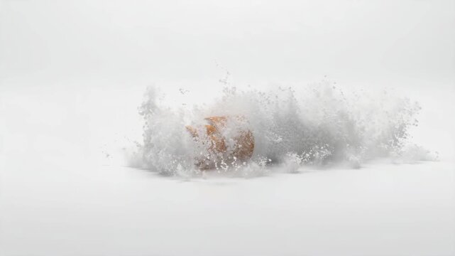 Disappearing cigarette with disintegration effect on white background symbolizing victory over nicotine addiction