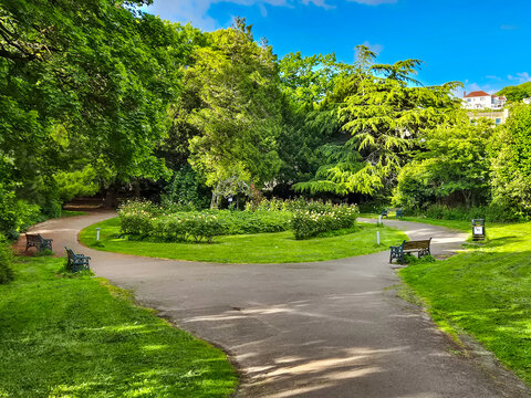 View of Alexandra Gardens in Clevedon, Somerset, UK