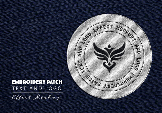 Embroidery Patch Text And Logo Effect Mockup