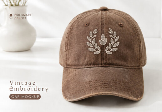Vintage Embroidery Cap Mockup