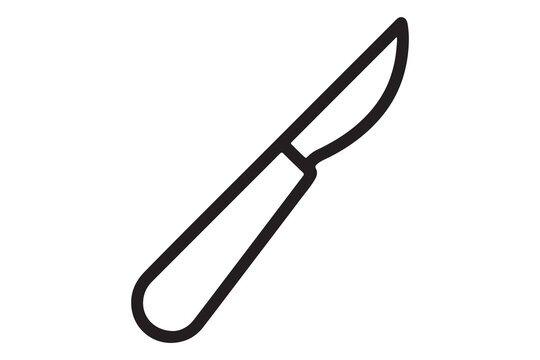 Simple line drawing of a utility knife or box cutter with handle