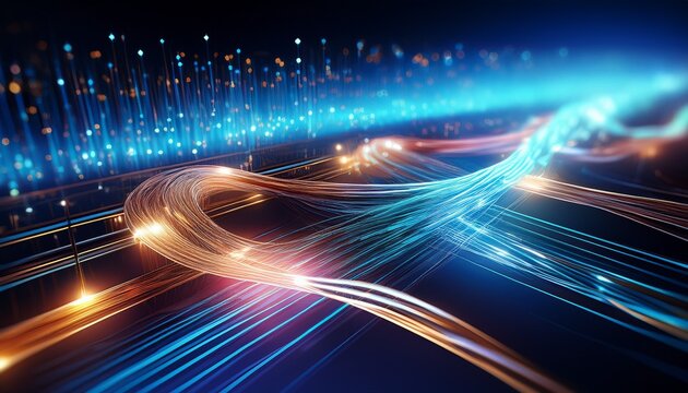 high fidelity data transfer cable connection detail with lighting effects