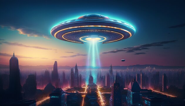 ufo formation above a city
