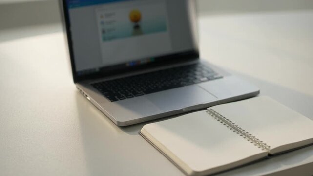 Productive Workspace: Modern Desk Setup & Laptop