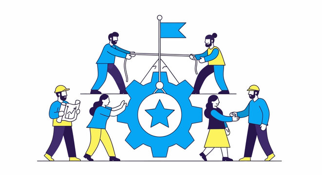 Teamwork collaboration with gear.