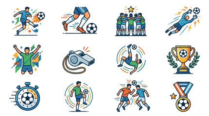 Fototapeta premium Soccer Football Sport Icons Collection Vector Illustration.