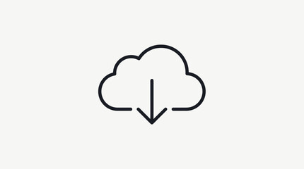 Fototapeta premium Minimalist cloud download icon simple line art vector for web and mobile apps