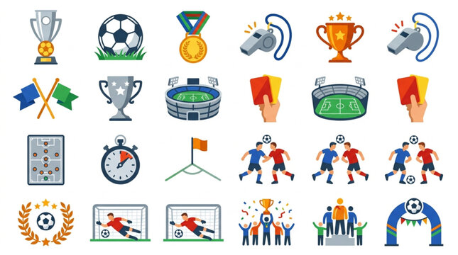 Soccer Football Sports Icons Set.