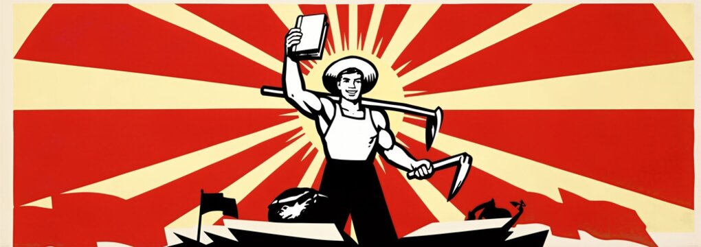 Propaganda Illustration Of Worker And Farmer