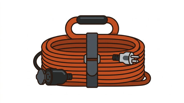 Orange Extension Cord Wrapped and Secured with Handle.