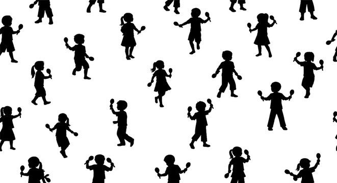 Silhouette figures in various expressive poses pattern design.