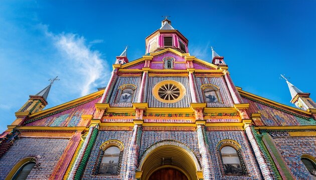 colorful chilean church stunning architecture vibrant photo
