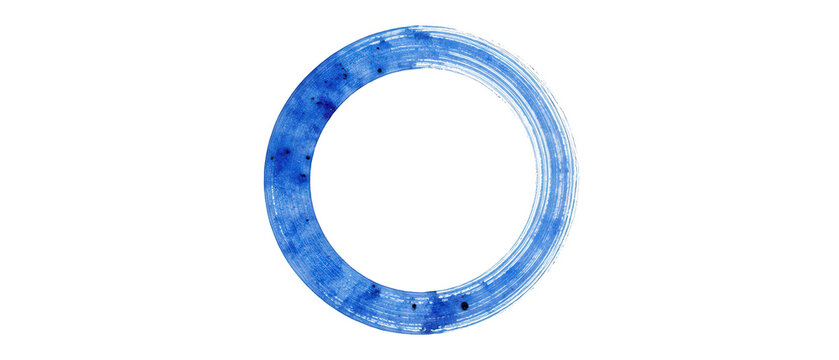 Blue Watercolor Brush Stroke Ring Isolated Transparent Background