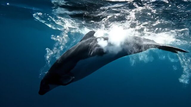 Rare Vaquita Porpoise Surfaces for Breath in Ocean Depths, Showcasing Endangered Marine Life