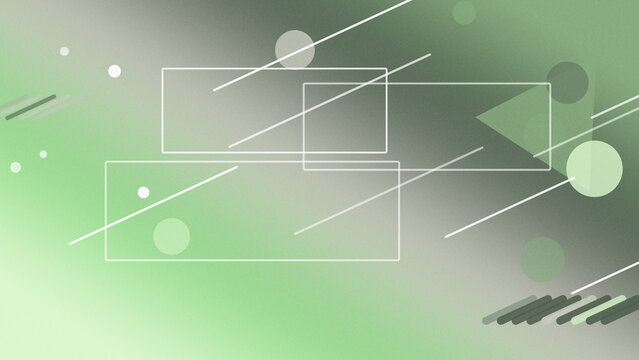 Transparent rectangle outlines and diagonal speed lines float on a green ambient gradient with soft light circles, ideal for modern tech and data themes.