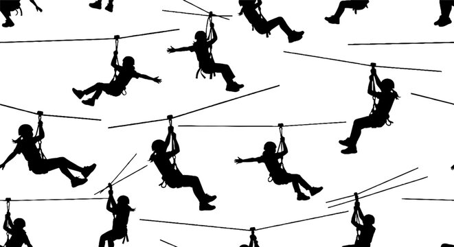 Exciting zip line adventure with multiple participants outdoors.