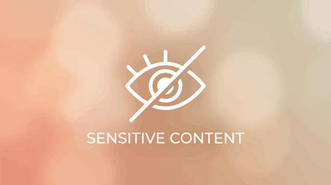Minimalist vector graphic illustration of a hidden eye icon representing sensitive content on digital displays