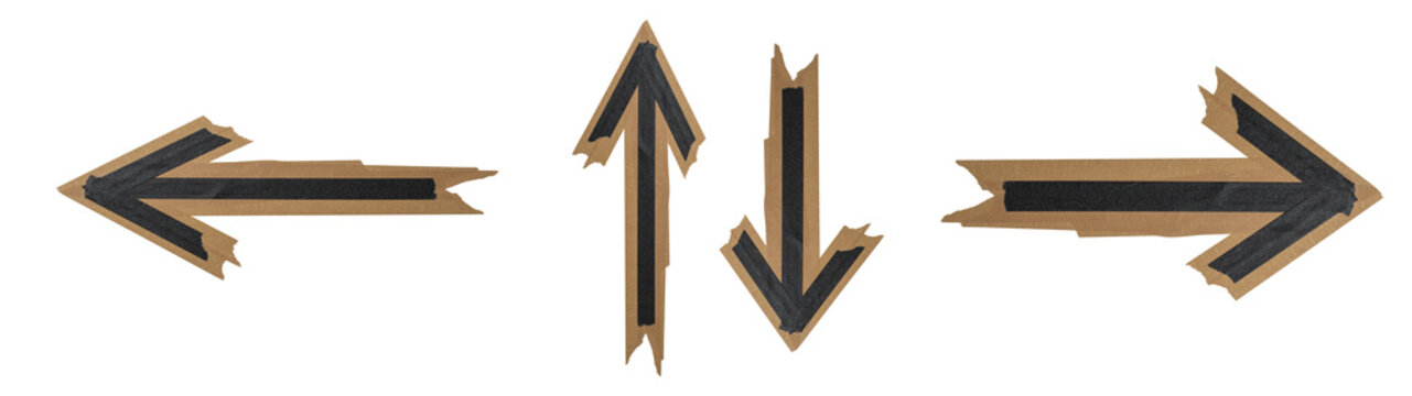 scrapbook scrapbooking collage arrow set collection doodle - doodle arrows icons made of craft paper, paper tape, craft paper tape, adhesive tape, isolated on transparent or white background png.