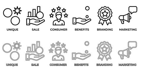Fototapeta premium Marketing and branding icons with business concepts