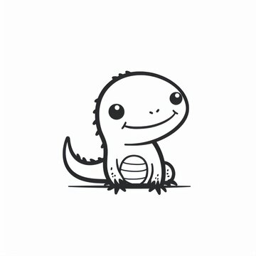 Cute Cartoon Salamander Character with Cheerful Expression and Simple Design
