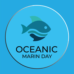 Obraz premium Minimalist fish logo design with wave elements for oceanic or marine branding