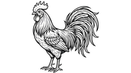 Rooster Line Art Vector Illustration © Dodol Creative Stock