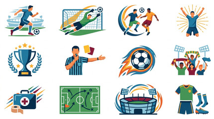 Soccer Player Sports Icons Set. © Deni