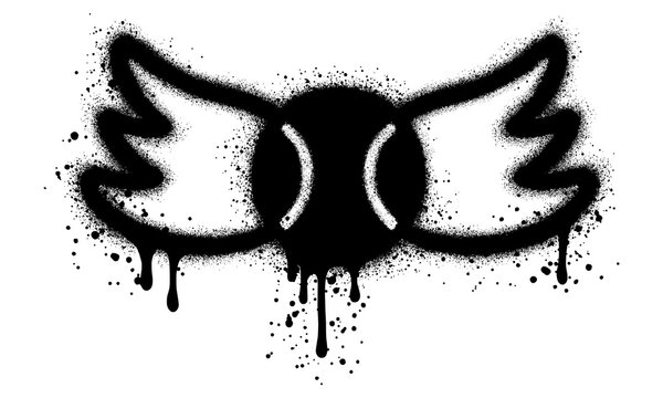 Tennis ball in urban graffiti style with black spray paint. vector illustration.
