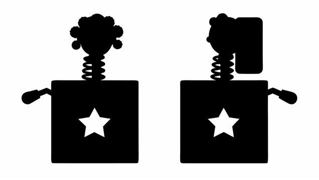 Vector illustration of two mechanical jacks with star symbols on a white background