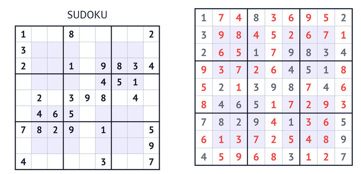 Sudoku puzzle grid with highlighted solutions and empty spaces  