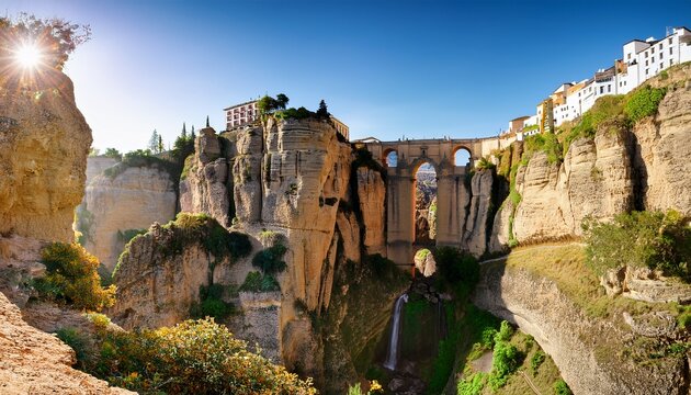 ronda spain puente nuevo bridge gorge andalucia high resolution stock photo