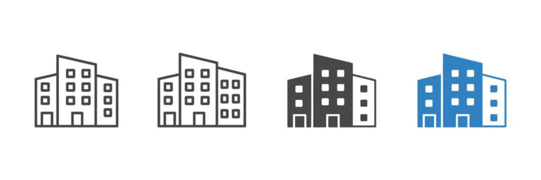 Office building icon representing business, corporate company, commercial real estate, headquarters symbol, enterprise organization, urban architecture vector illustration for design.