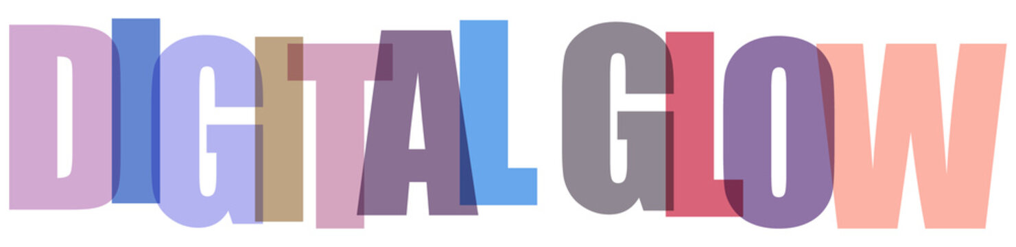 Digital glow colorful text design element isolated on transparent background