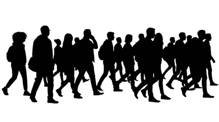 Obraz premium Silhouettes of people walking together in a group Vector