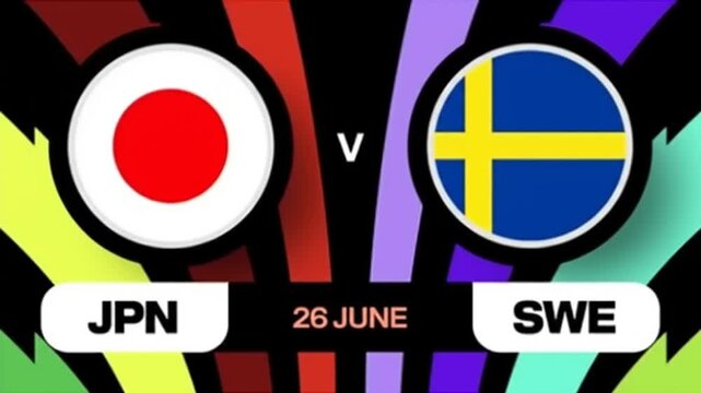 Japan versus Sweden football match graphic.
