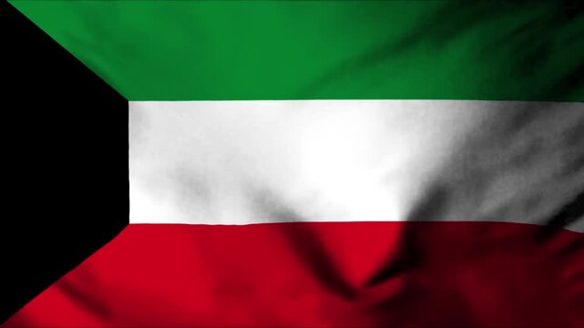Kuwait Flag Waving in Wind