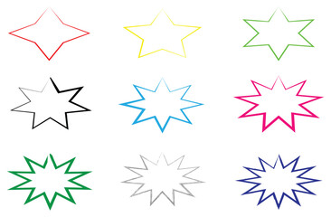 Obraz premium six white starburst shapes abstract graphic elements, design element. star vector icon on transparent background. Vector illustration. eps file 33.