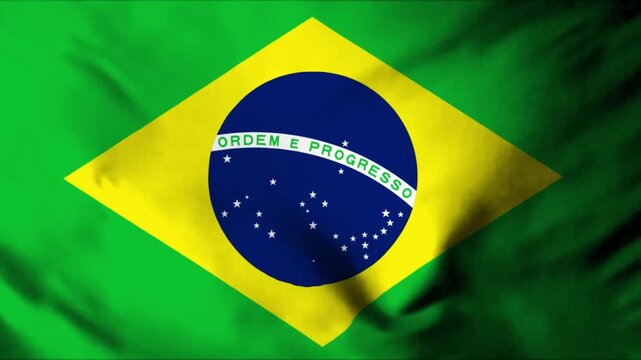 Brazil Flag Waving in Wind