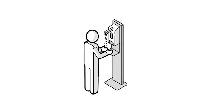 Person using modern automated hand sanitizer station.
