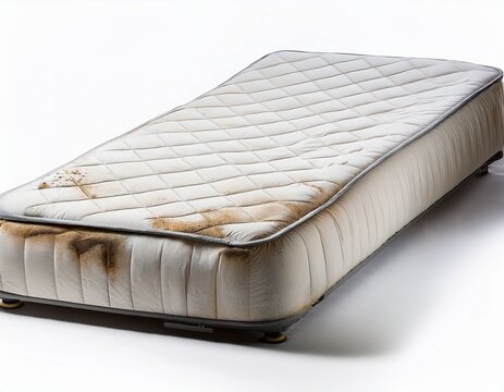 old dirty stained mattress isolated on white background white background cut out