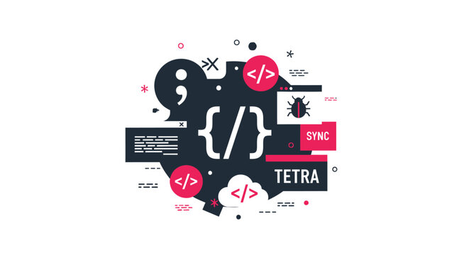 Software Development and Web Coding Concept Illustration with Programming Icons, Debugging Bug, and Cloud Integration