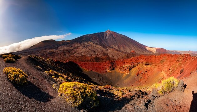 forced perspective volcano in la restinga el hierro island canary islands with volcanic landscape