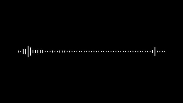Animated sound pastel color digital sound wave equalizer. white audio frequency waveform spectrum, eamlessly looped animation on black background 4k animation