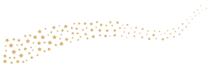 Golden star dust trail vector background, sparkling glitter effect, luxury shining gold star particles, elegant wavy border decoration, festive celebration design for holiday and party themes. © Ayat0002