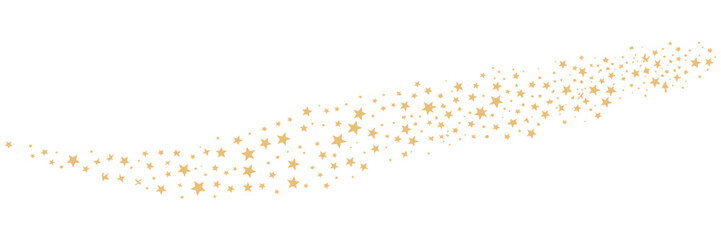 Golden star dust trail vector background, sparkling glitter effect, luxury shining gold star particles, elegant wavy border decoration, festive celebration design for holiday and party themes. © Ayat0002