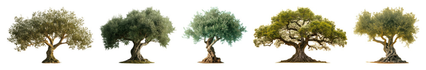 Fototapeta premium PNG Diverse artistic tree illustrations on transparent background