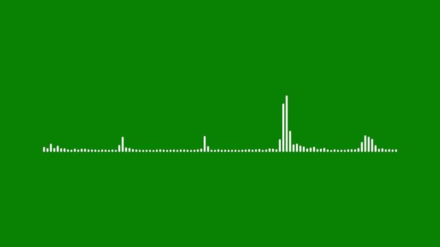 Music equalizer, audio waves or sound frequency in lines ,White audio waveform spectrum animation,audio visualizer on green background.4k animation video