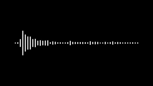 Music equalizer, audio waves or sound frequency in lines,audio visualizer on black background , 4k animation video .nimation video white abstract audio sound visualizer wave spectrum