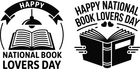 National book lovers day typography vector bundle, book lover quote lettering design © noorskills