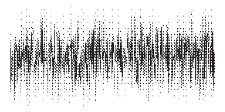 Abstract black and white digital sound wave pattern.